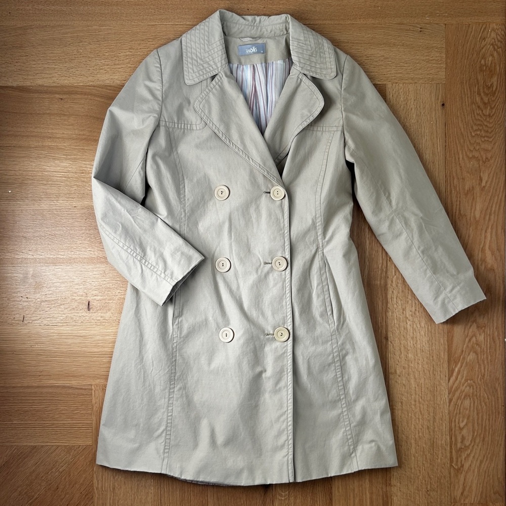 Wallis Khaki Trench Coat Double Breasted EUC Size 10 (UK 14)